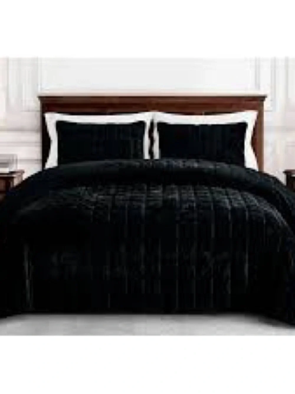 Luxury Black Velvet Queen 3 piece quilt Set